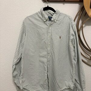 Polo by Ralph Lauren White and Green Plaid Men's Shirt